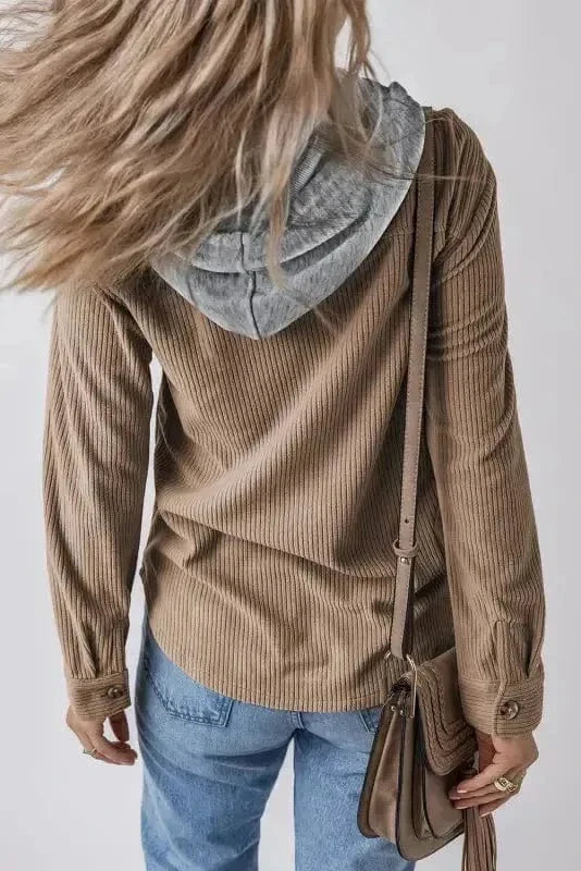 Hooded Corduroy Shacket
