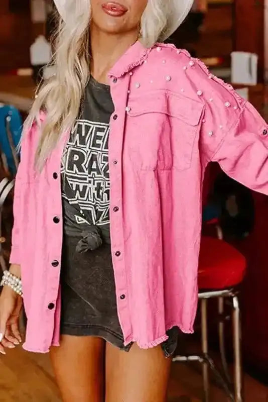 Pearl Beaded Denim Jacket
