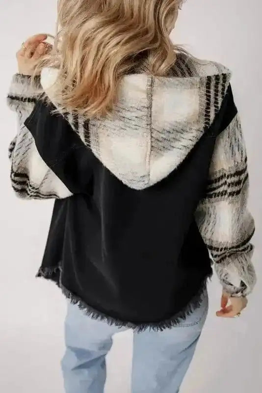 Rebel Plaid Hooded Denim Jacket