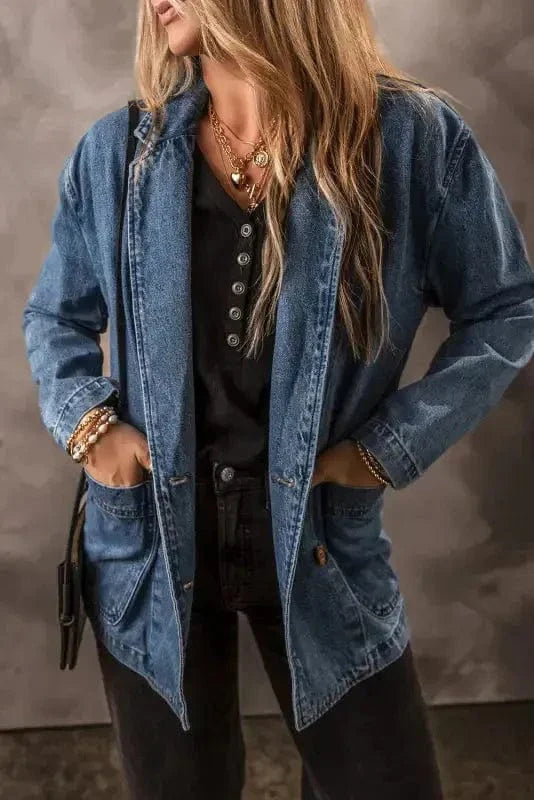 Urban Edge Lapel Denim Jacket