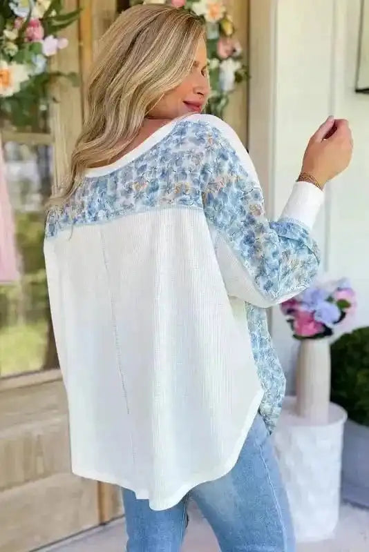 Abstract Floral Batwing Blouse