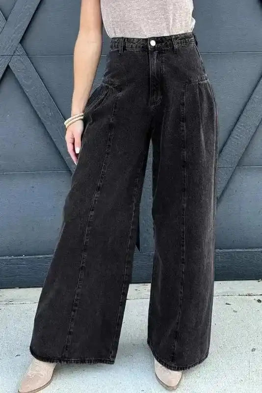 Slate Elegance Wide Leg Jeans