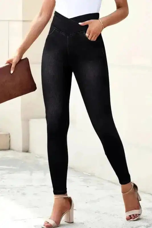 CurveAccent Black Stretch Jeggings