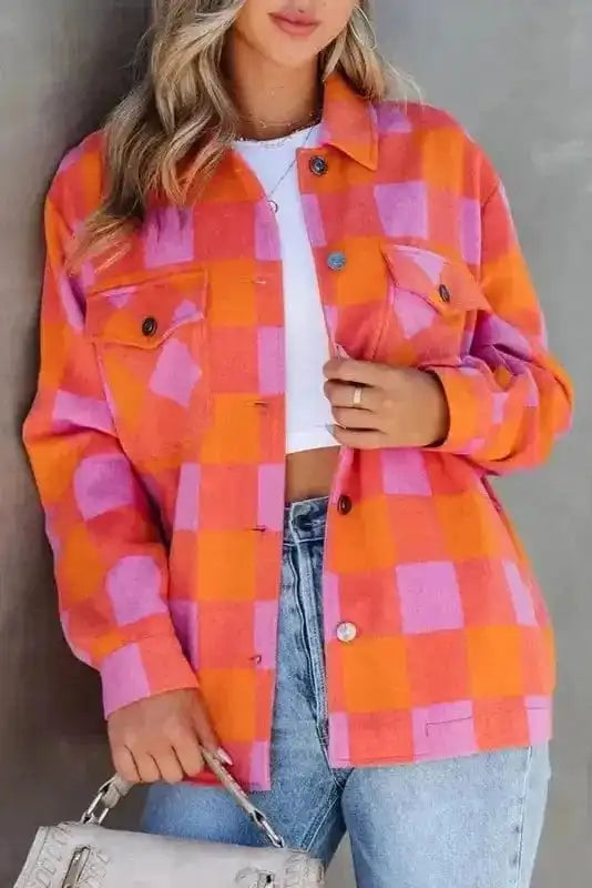 Patch Pocket Plaid Jacket