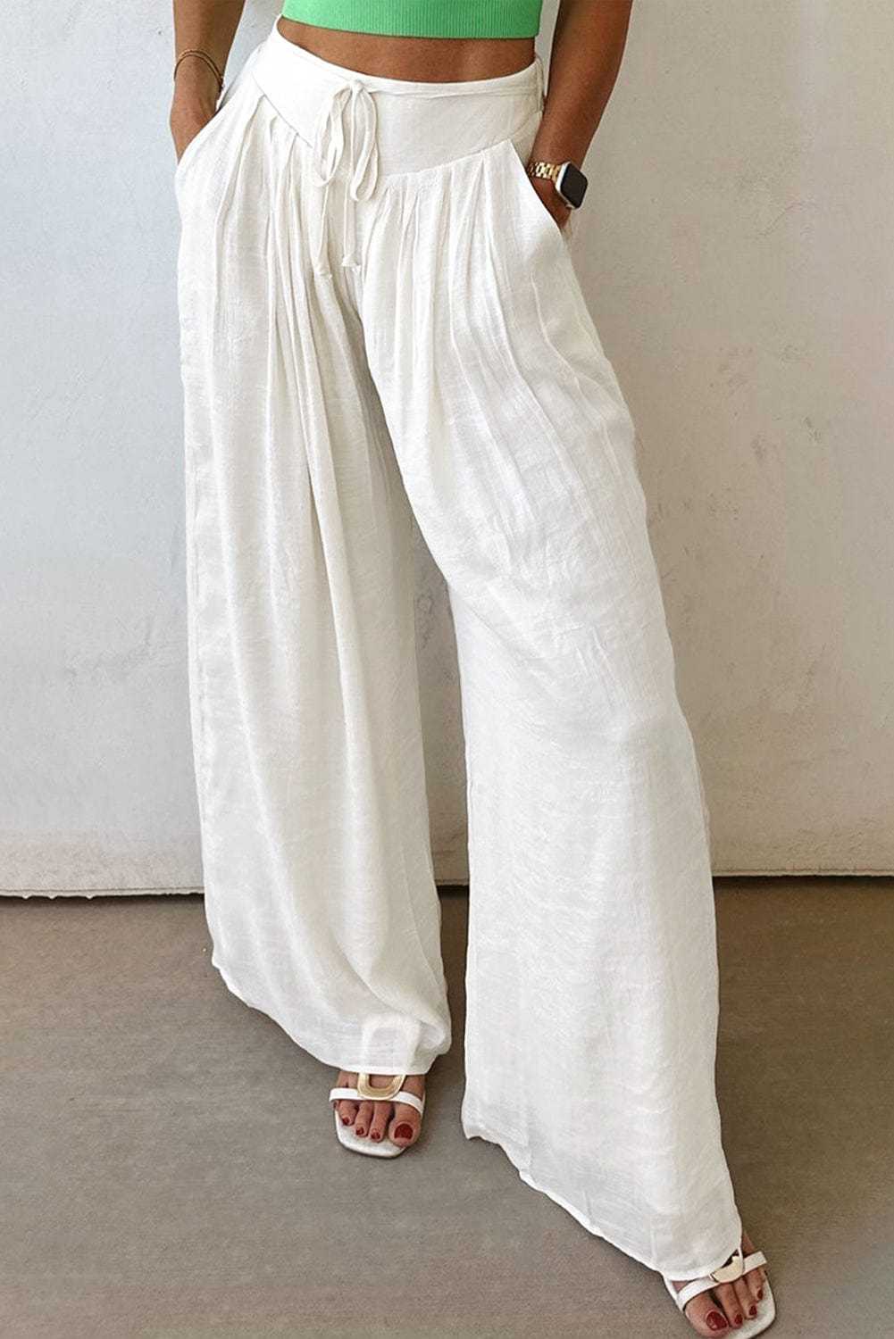 Ivory Flow Linen Trousers