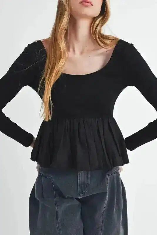 Elegant Noir Peplum Top