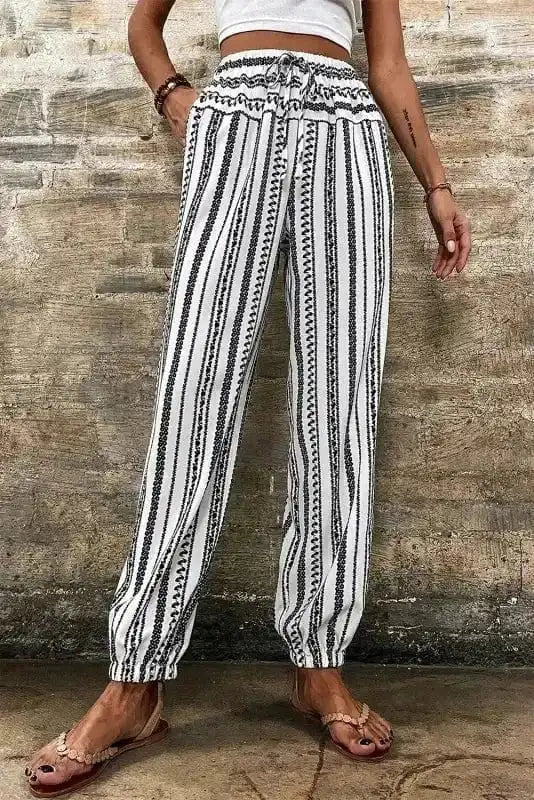 Boho Breeze Striped Casual Pants