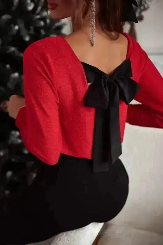 Scarlet Sheen Bowknot Blouse