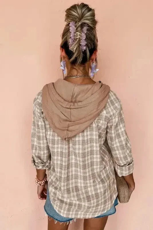 Plaid Loose Hooded Shacket