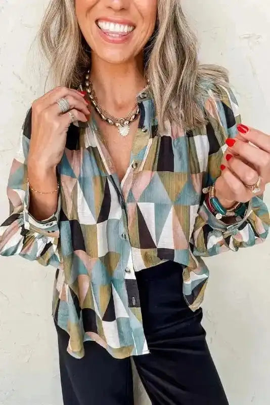 Geometric Grace Loose Fit Top