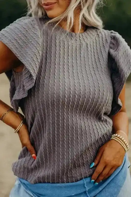 Elegant Texture Flutter Top