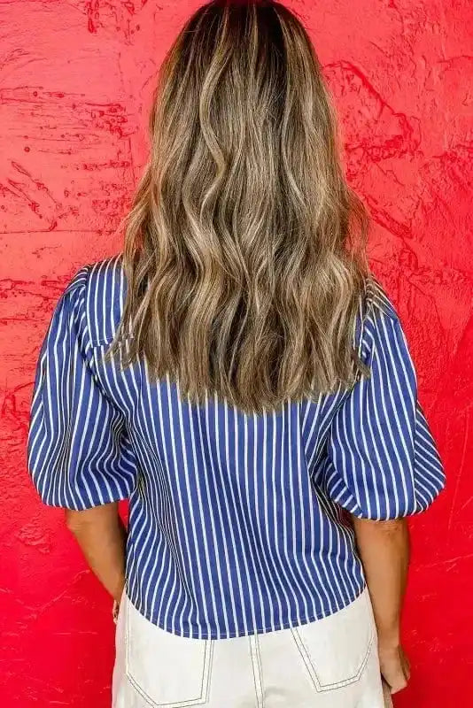 Stripe Delight Ribbon Blouse