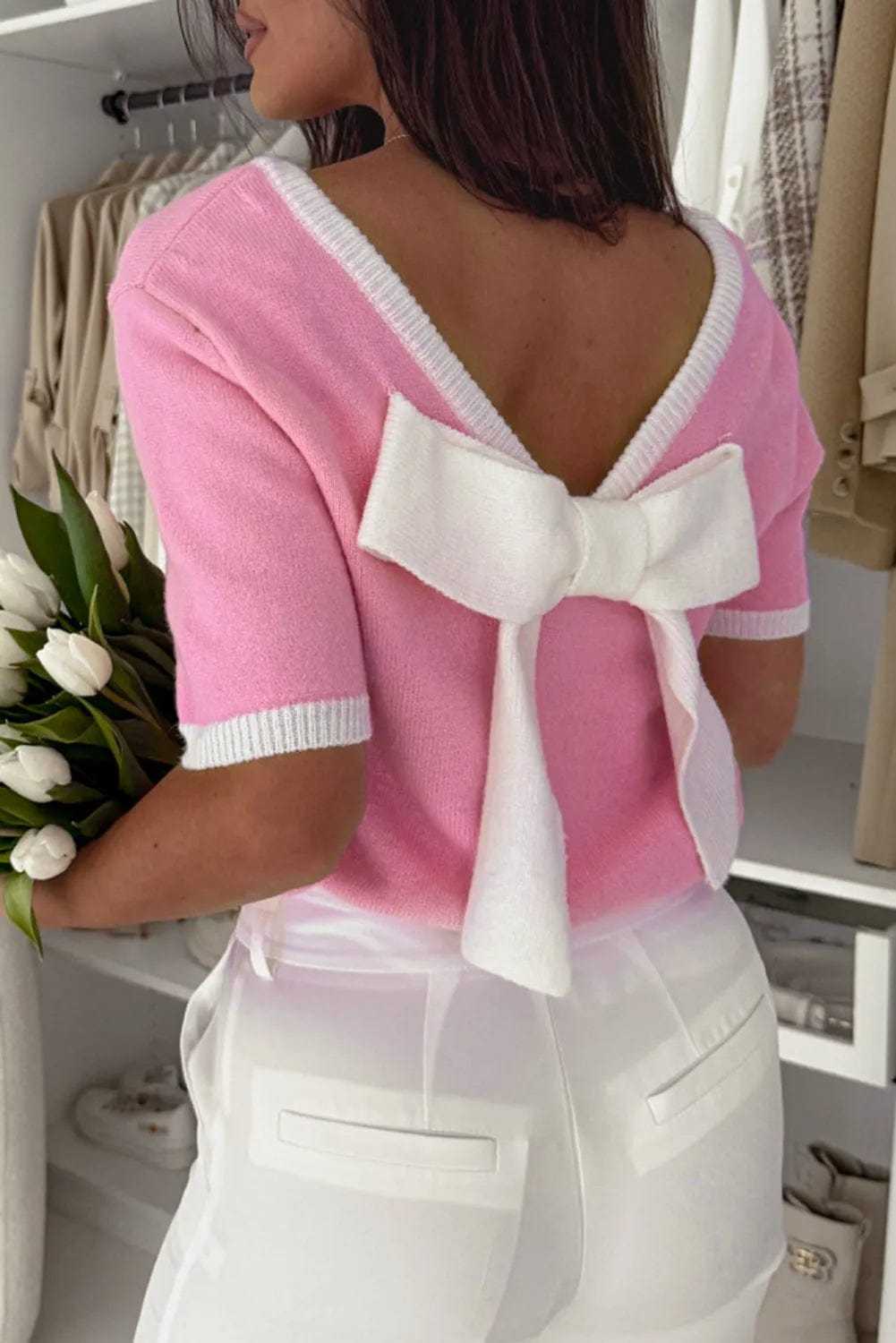 Bonbon Cut-Back Short Sleeve Jumper