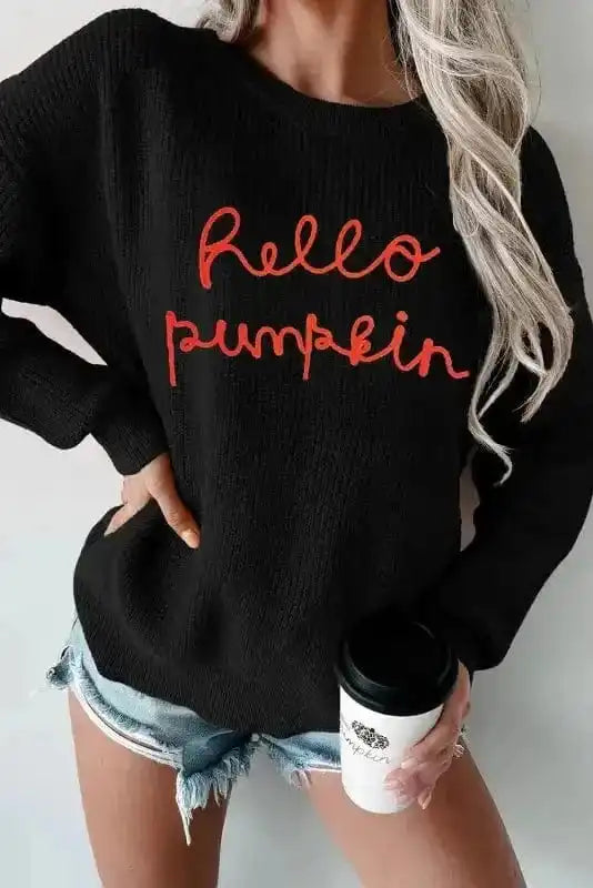 Autumn Charm - Hello Pumpkin Graphic Sweater