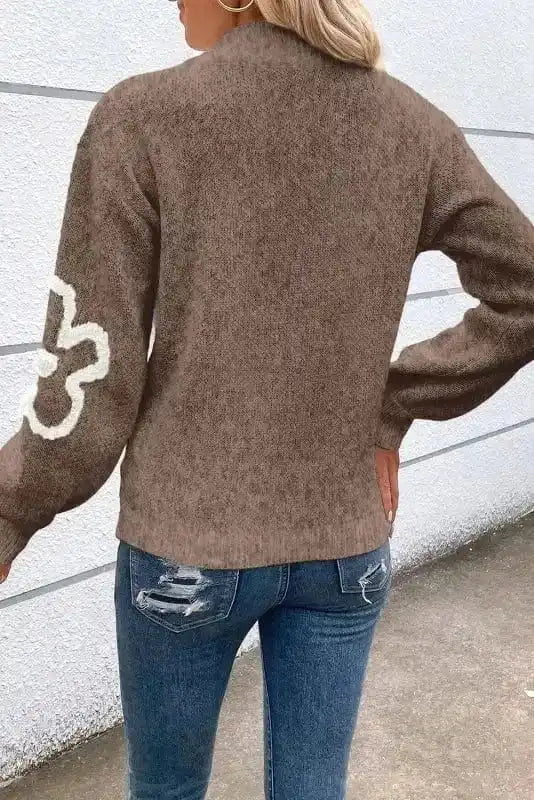 BlossomZip Parchment Floral Sweater