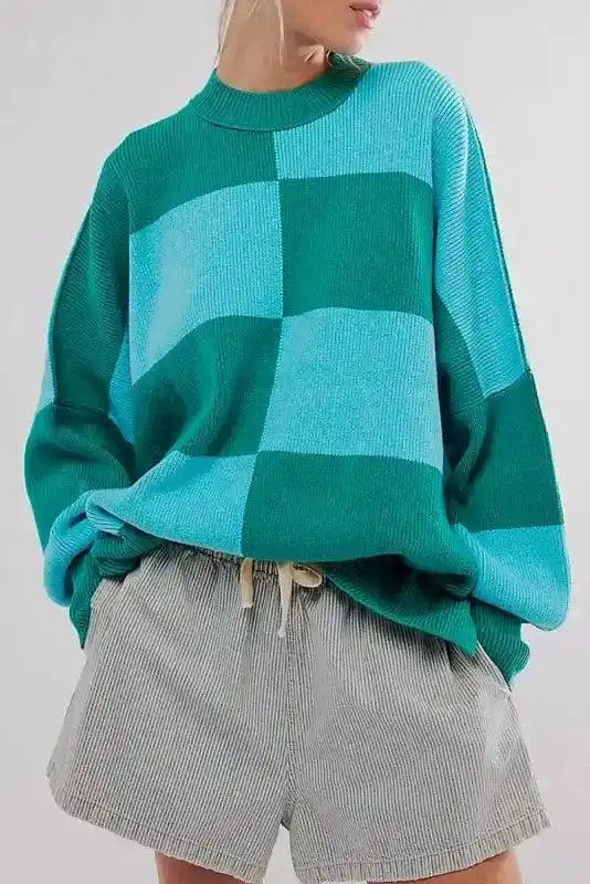 Plaid Posh Slouchy Sweater