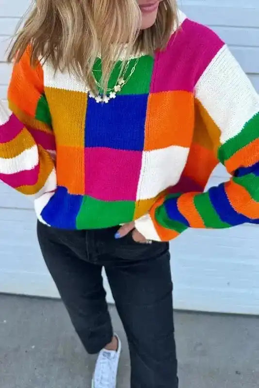 Retro Squares Loose Sweater
