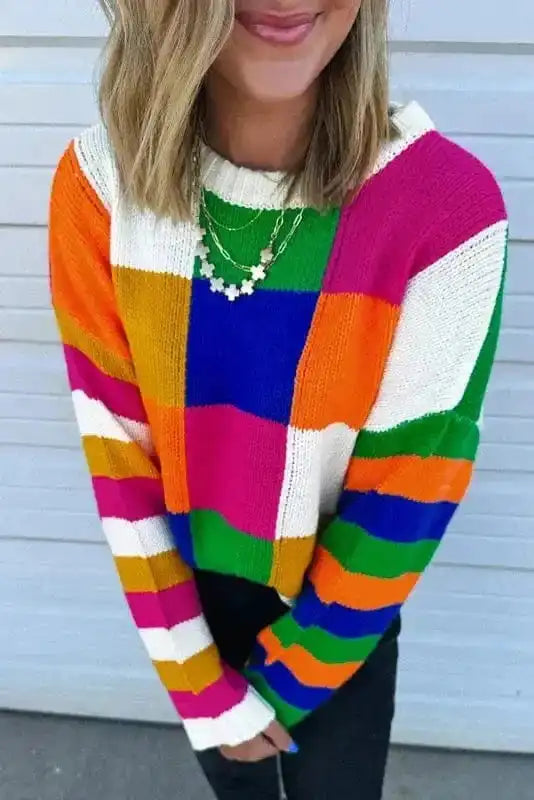 Retro Squares Loose Sweater