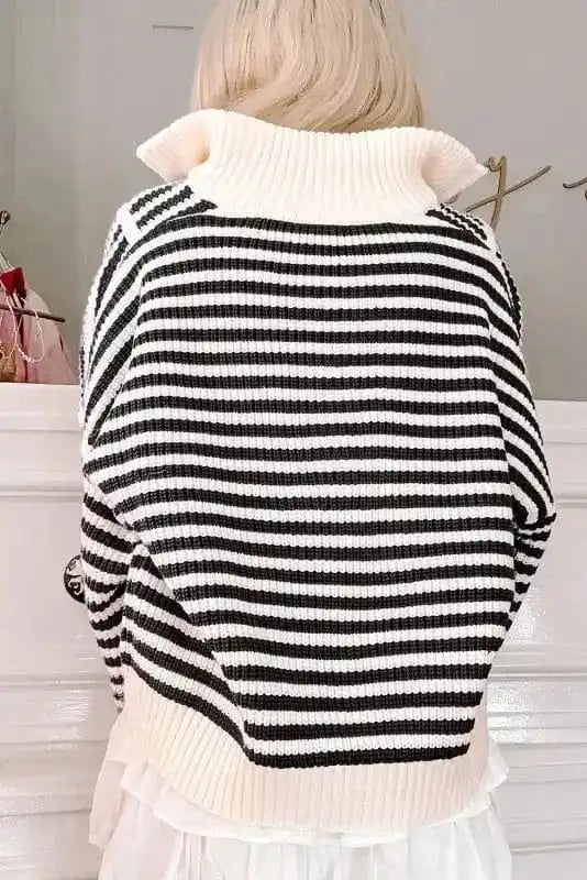 Urban Noir Stripe Zip Sweater