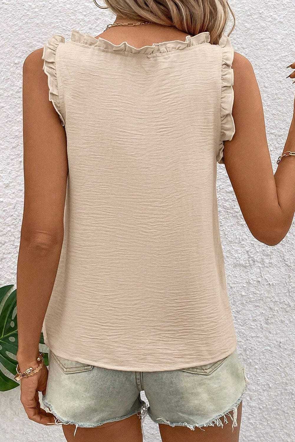 Chic Comfort: Frilly Trim Tank Top