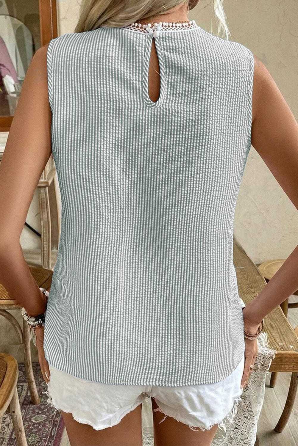 Lace Stripe Tank Top