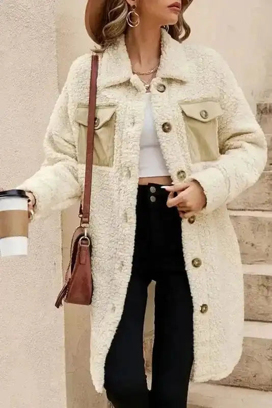 Cozy Beige Teddy Coat