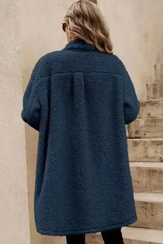 Cozy Blue Teddy Coat for Winter Style - Stay Warm & Trendy