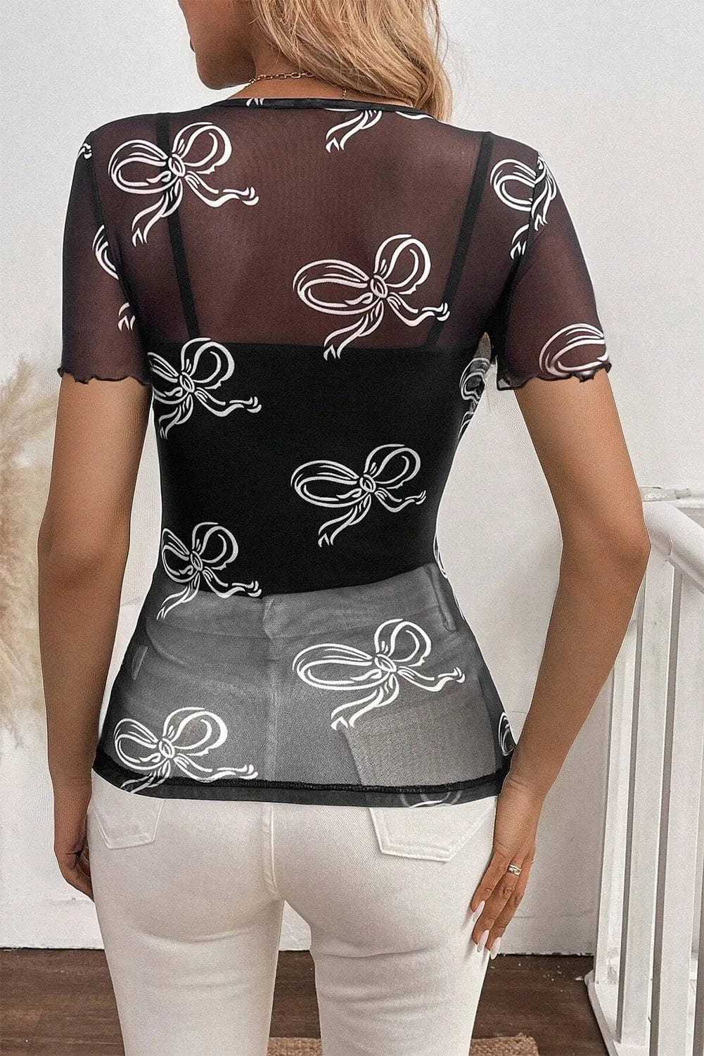 Midnight Bow Mesh Tee