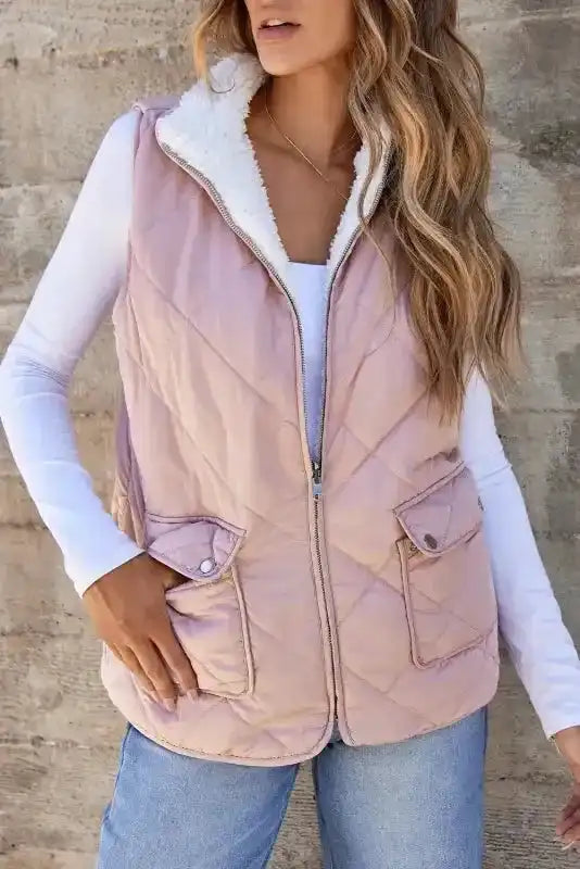 Women's Fleece Lined Quilted Vest Winter Gilet