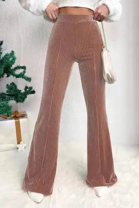 Women's High Waist Flare Corduroy Pants for Chic Style