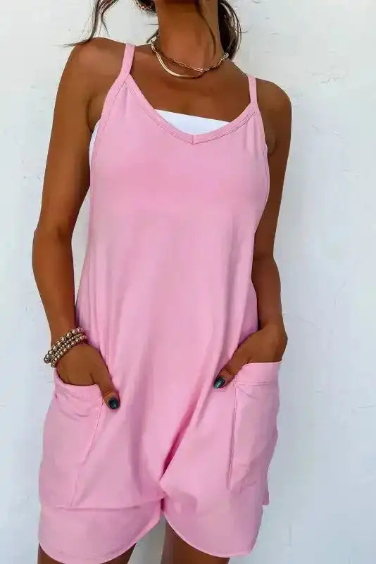 Pink Strappy Jersey Romper