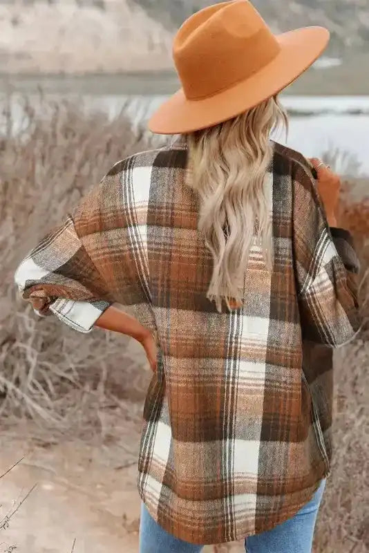 Stylish Plaid Shacket with Flap Pockets for Fall Fashion