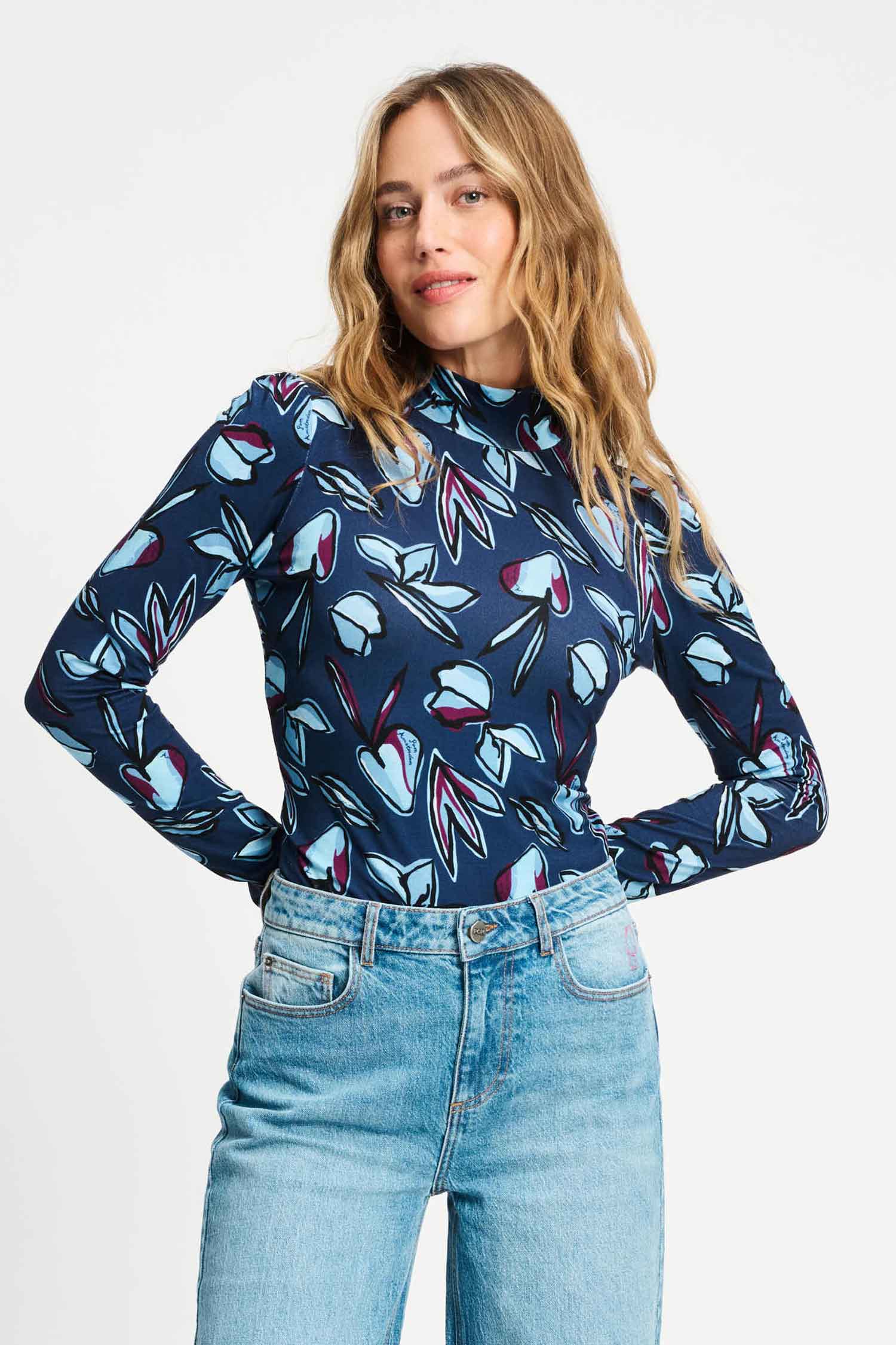 Printed Turtleneck Top - Dashing Nights