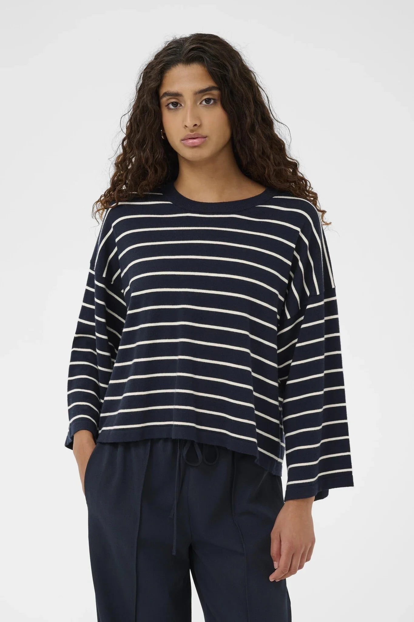 SLSpina Cropped Pullover - Salute White Stripes