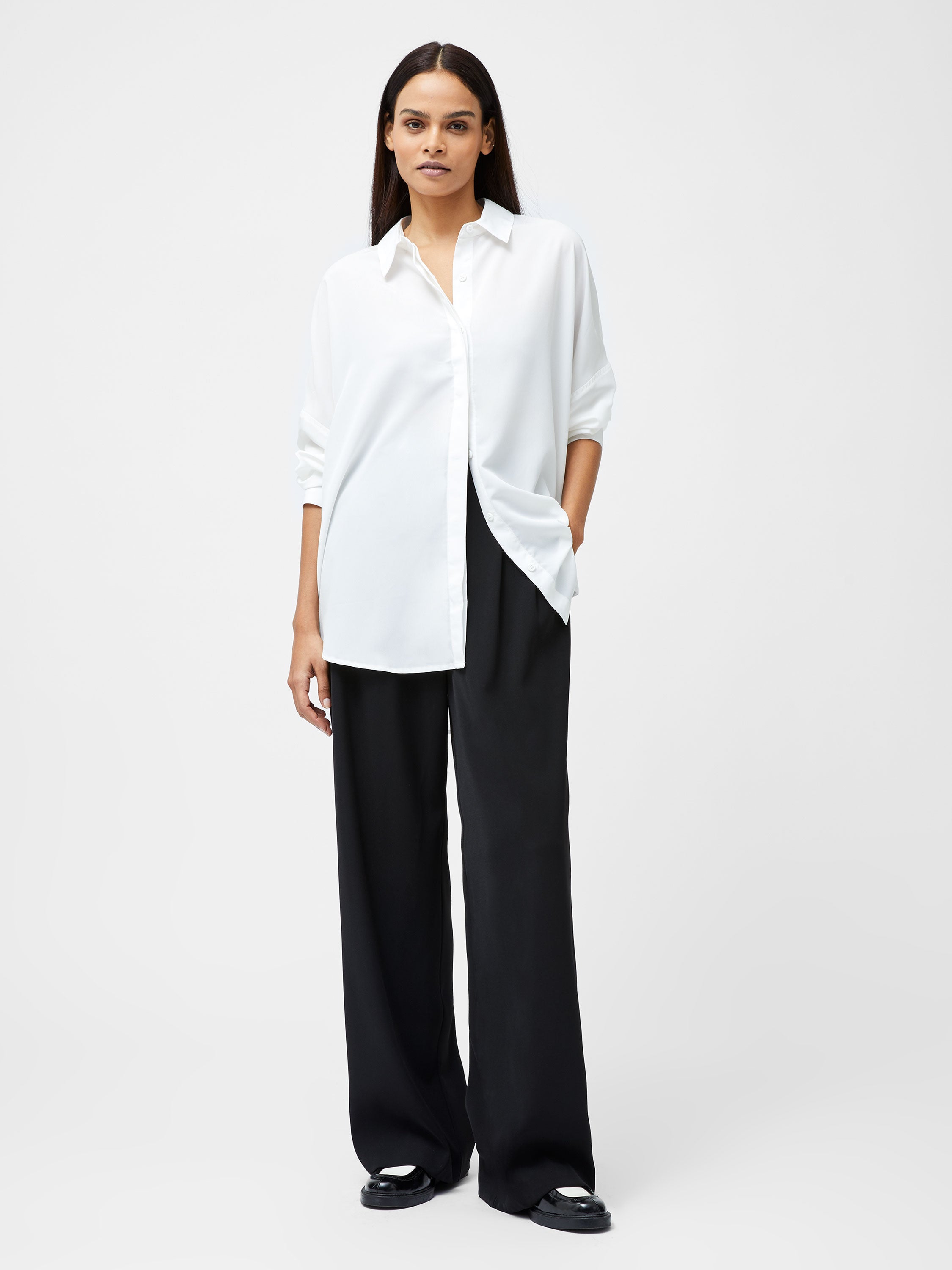 Caprina Crepe L/S Button Shirt - Winter White
