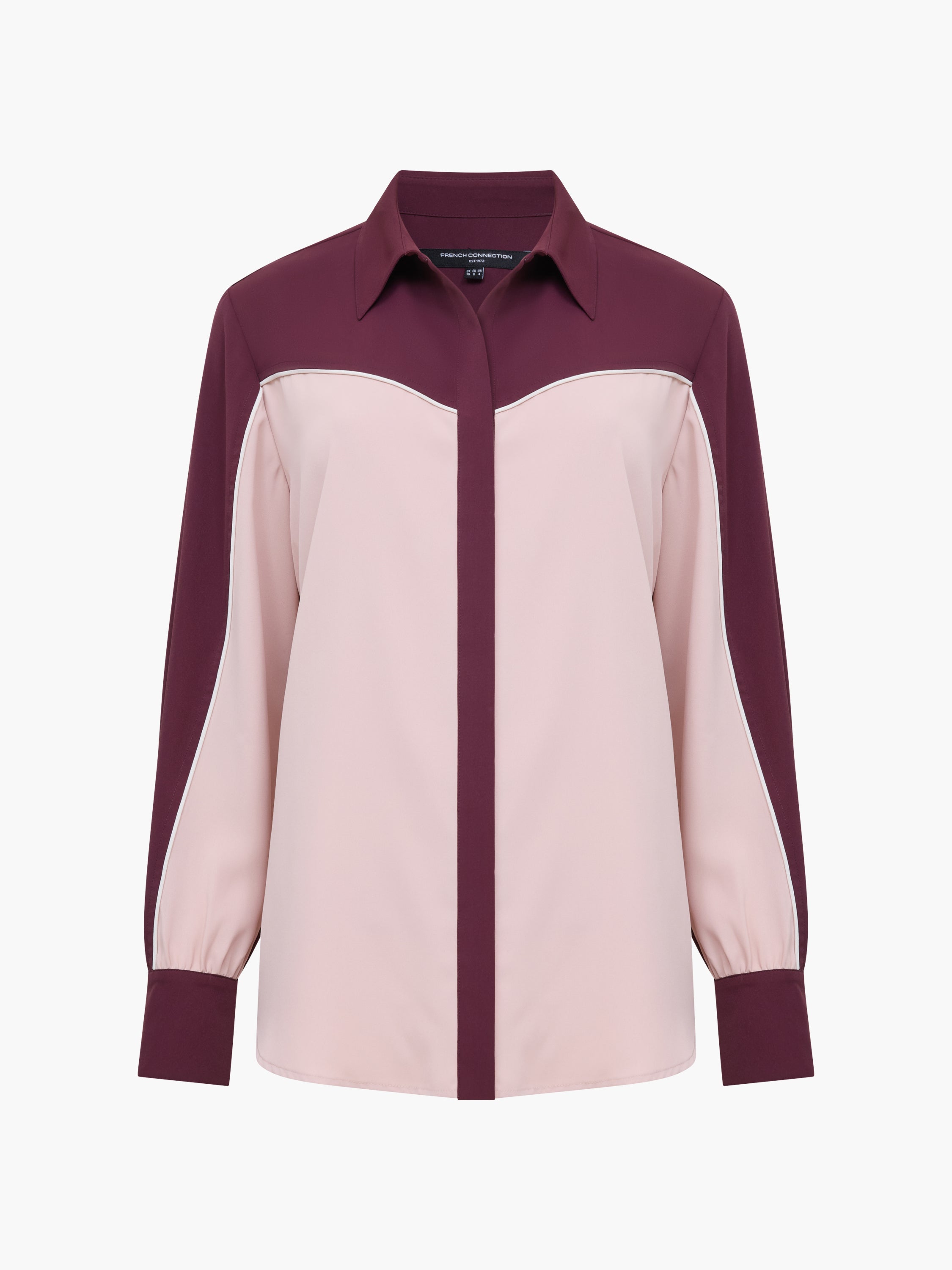 Mindy Crepe Colour Blocked Shirt - Berry/Powder