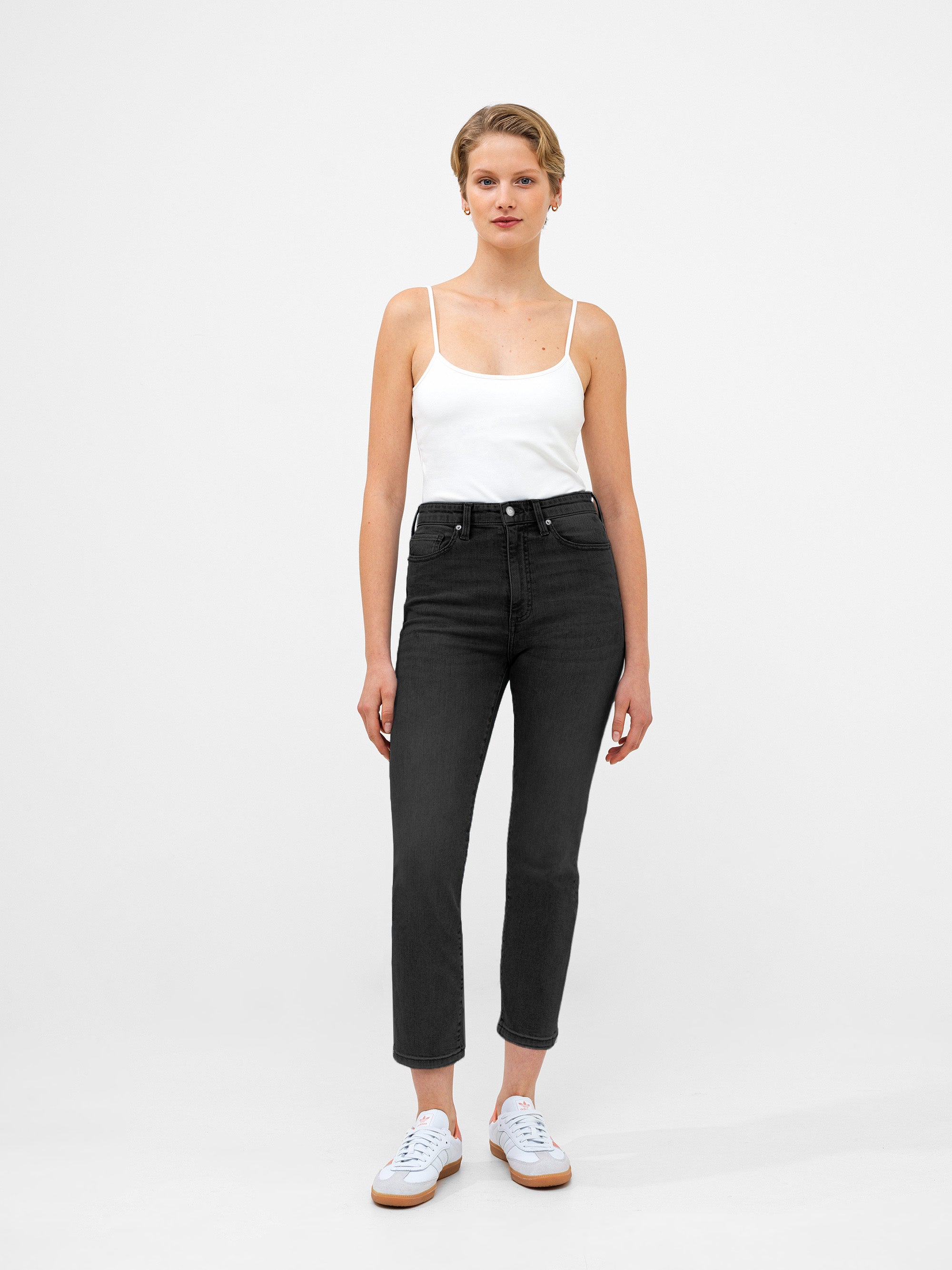Stretch Cigarette Ankle Jeans - Black