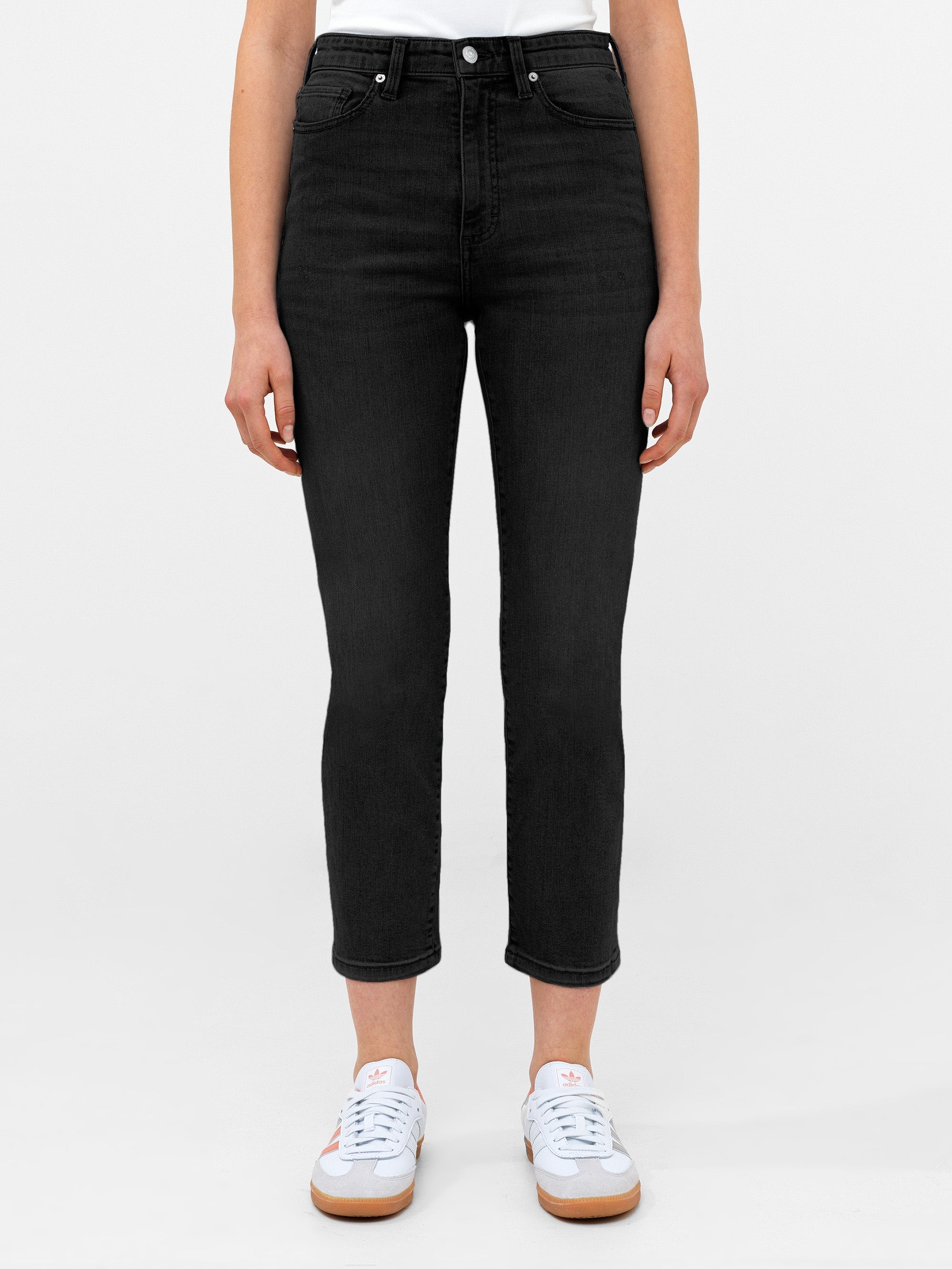 Stretch Cigarette Ankle Jeans - Black