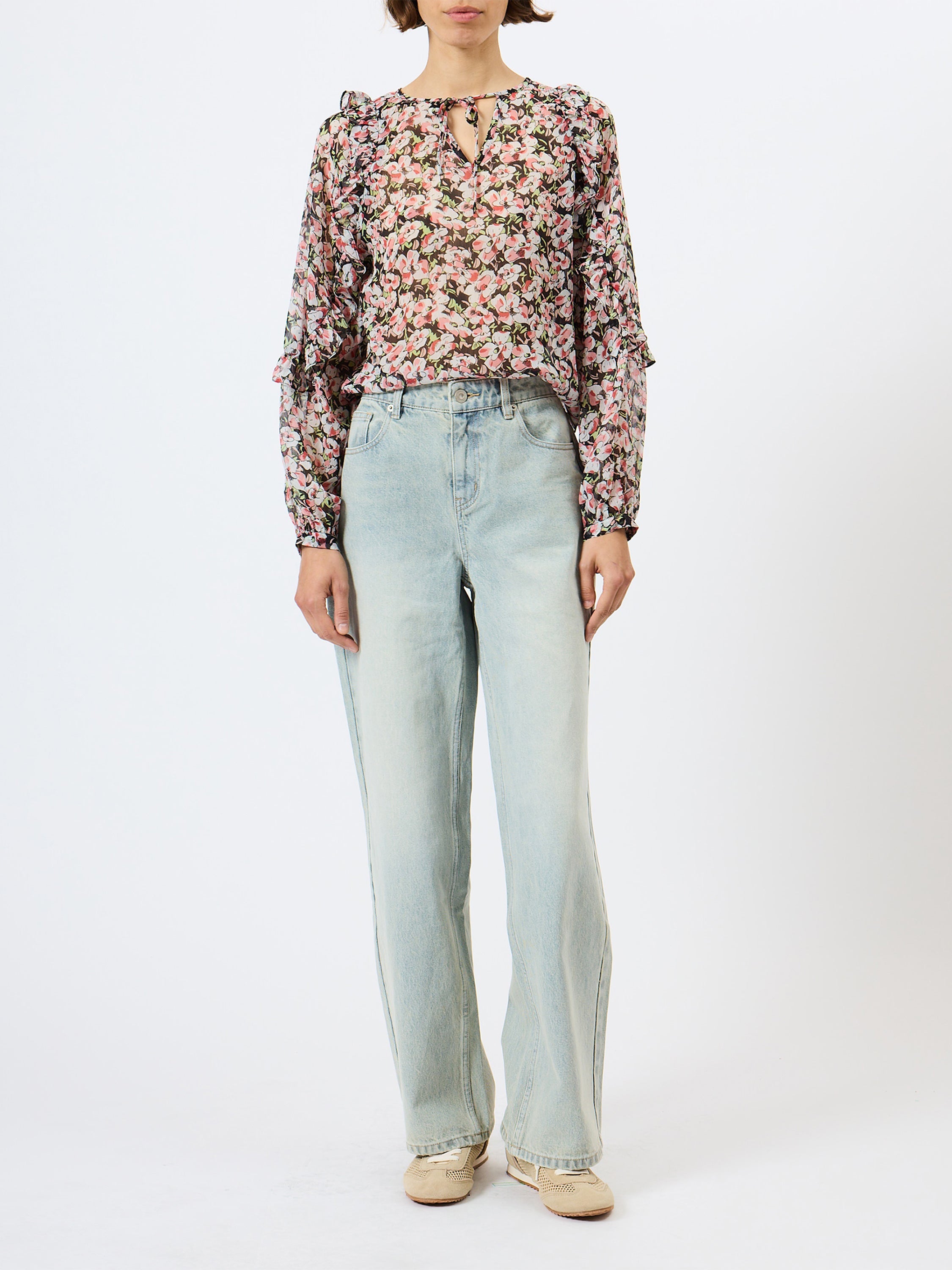 Molly Emina Ruffle Sleeve Top - Multi