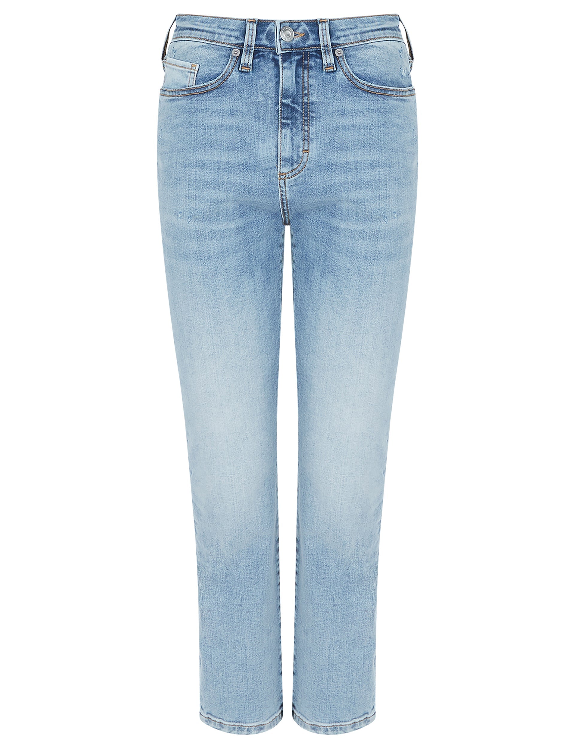 Stretch Cigarette Ankle Jeans - Bleach Wash