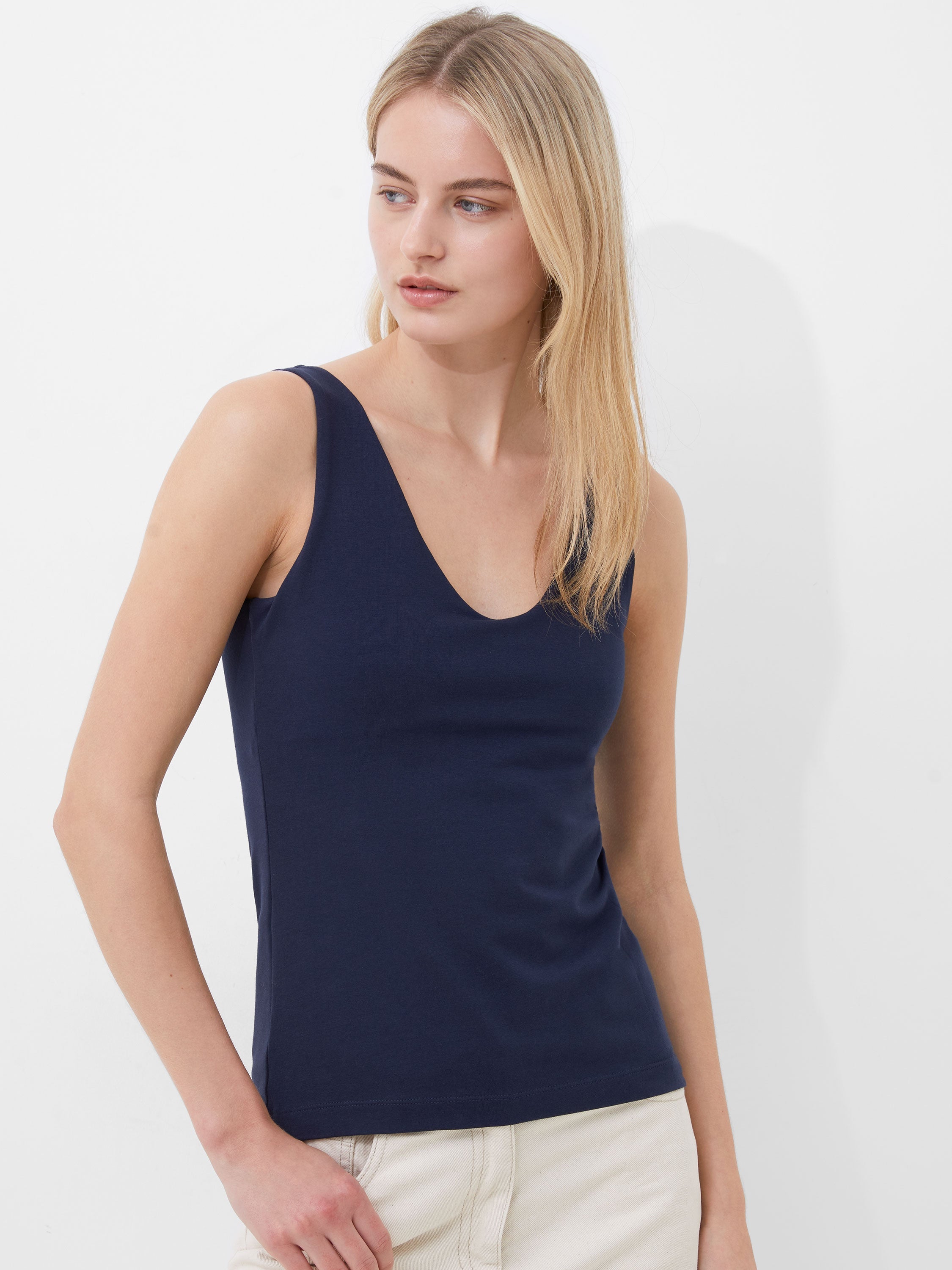 Organic Cotton Stretch Tank Top - Utility Blue