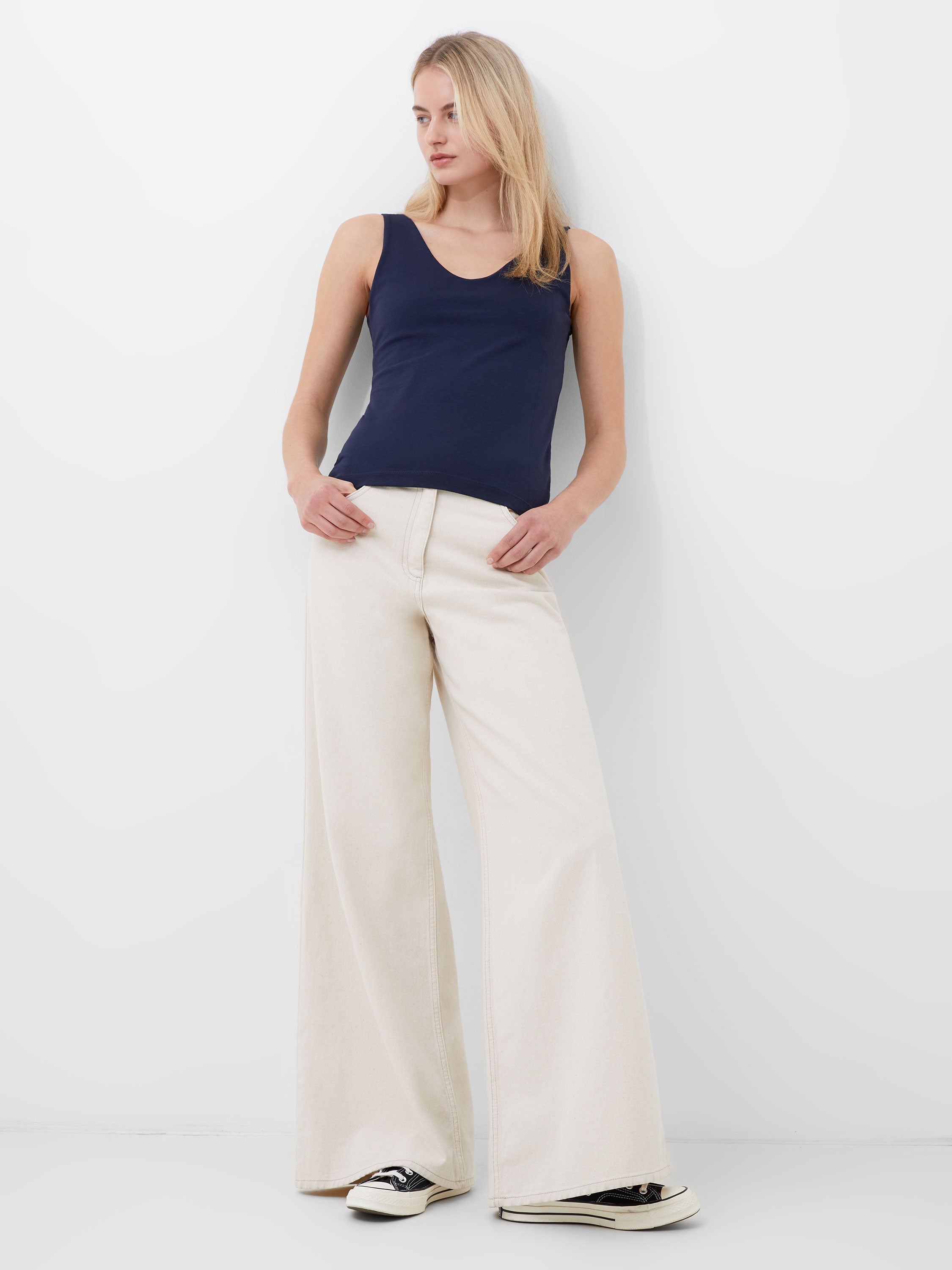 Organic Cotton Stretch Tank Top - Utility Blue