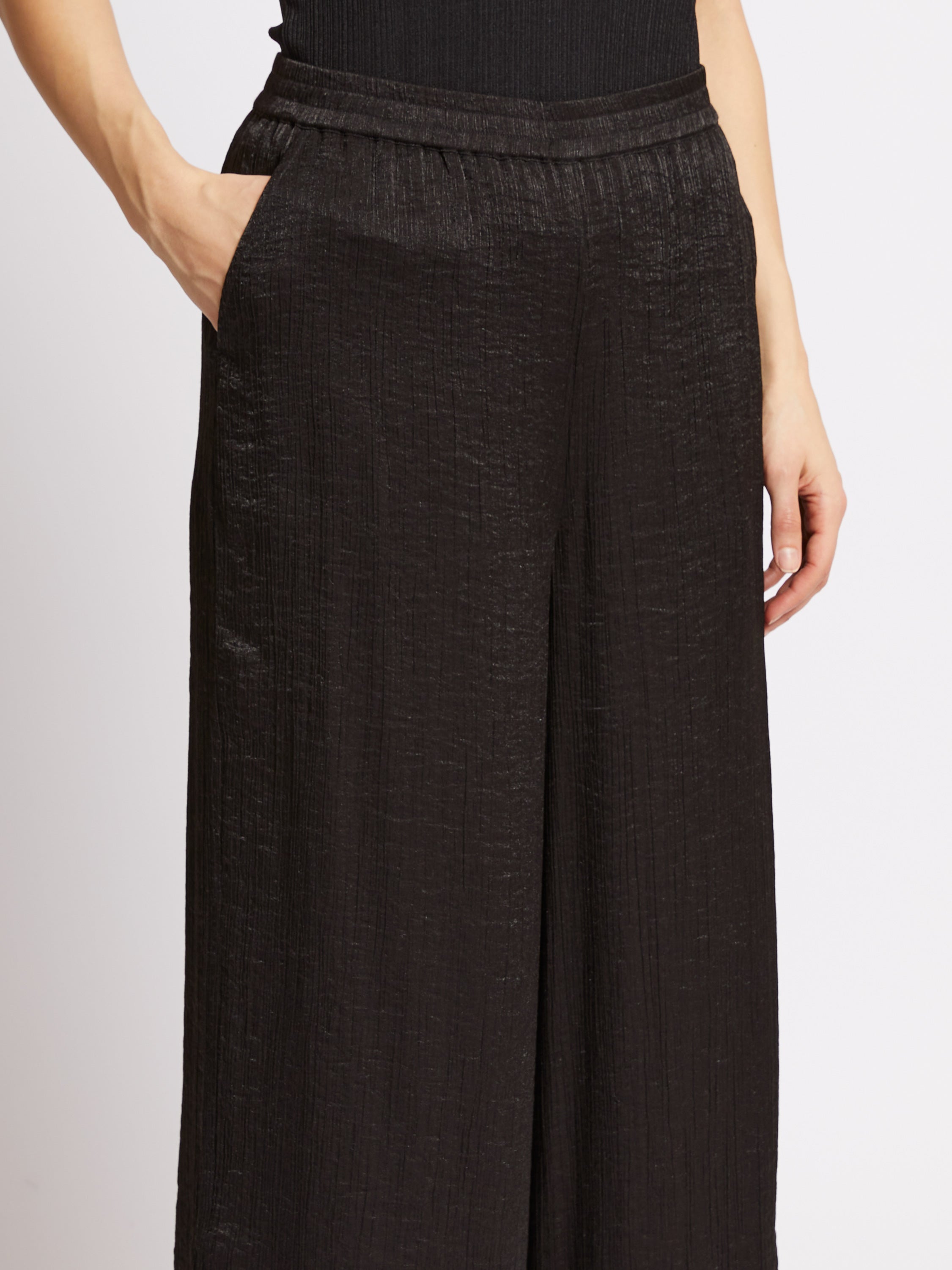 Terry Crinkle Trouser - Black