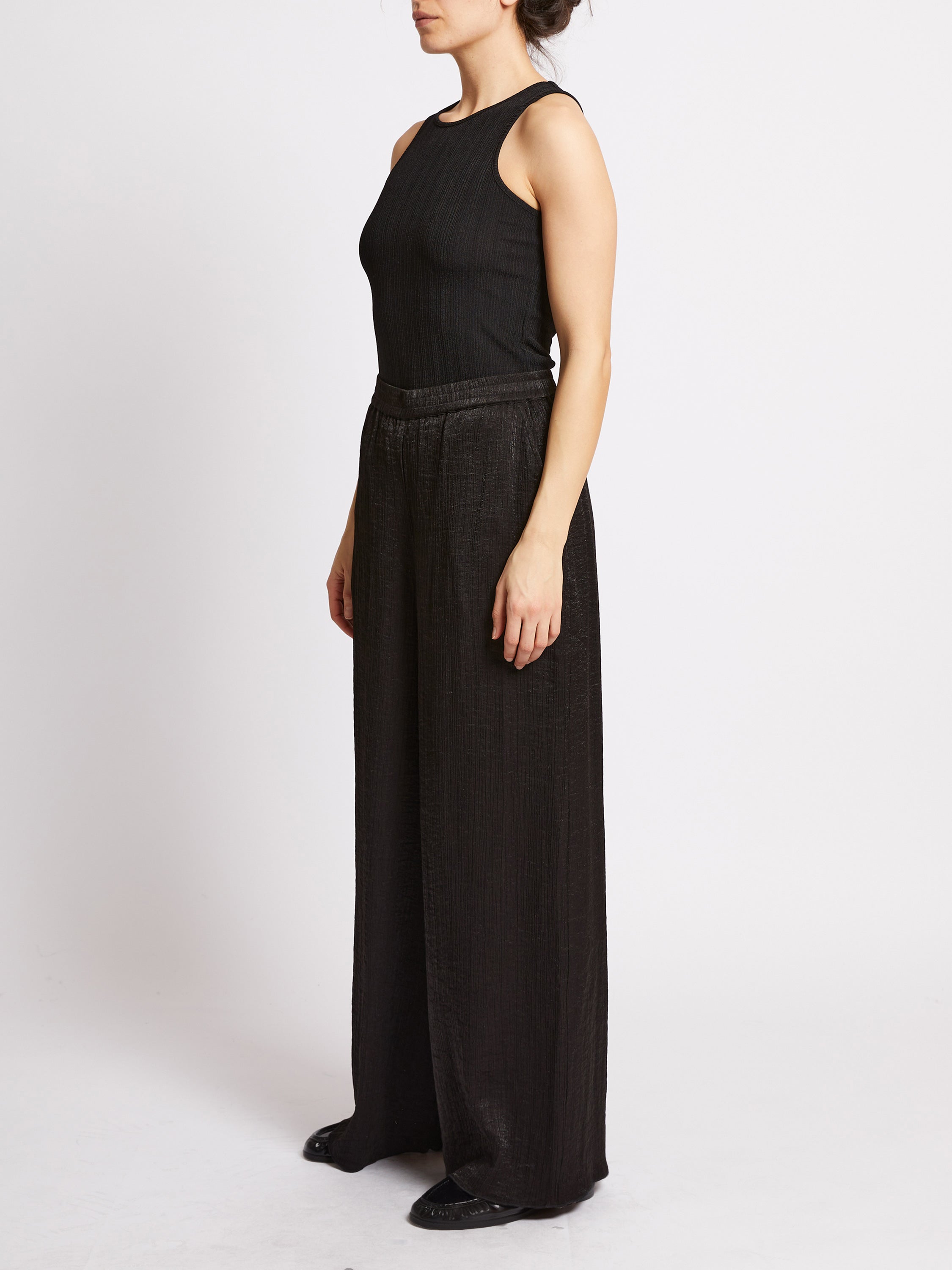 Terry Crinkle Trouser - Black